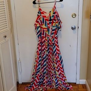 Ashley Stewart multicolored maxi dress- off the shoulder